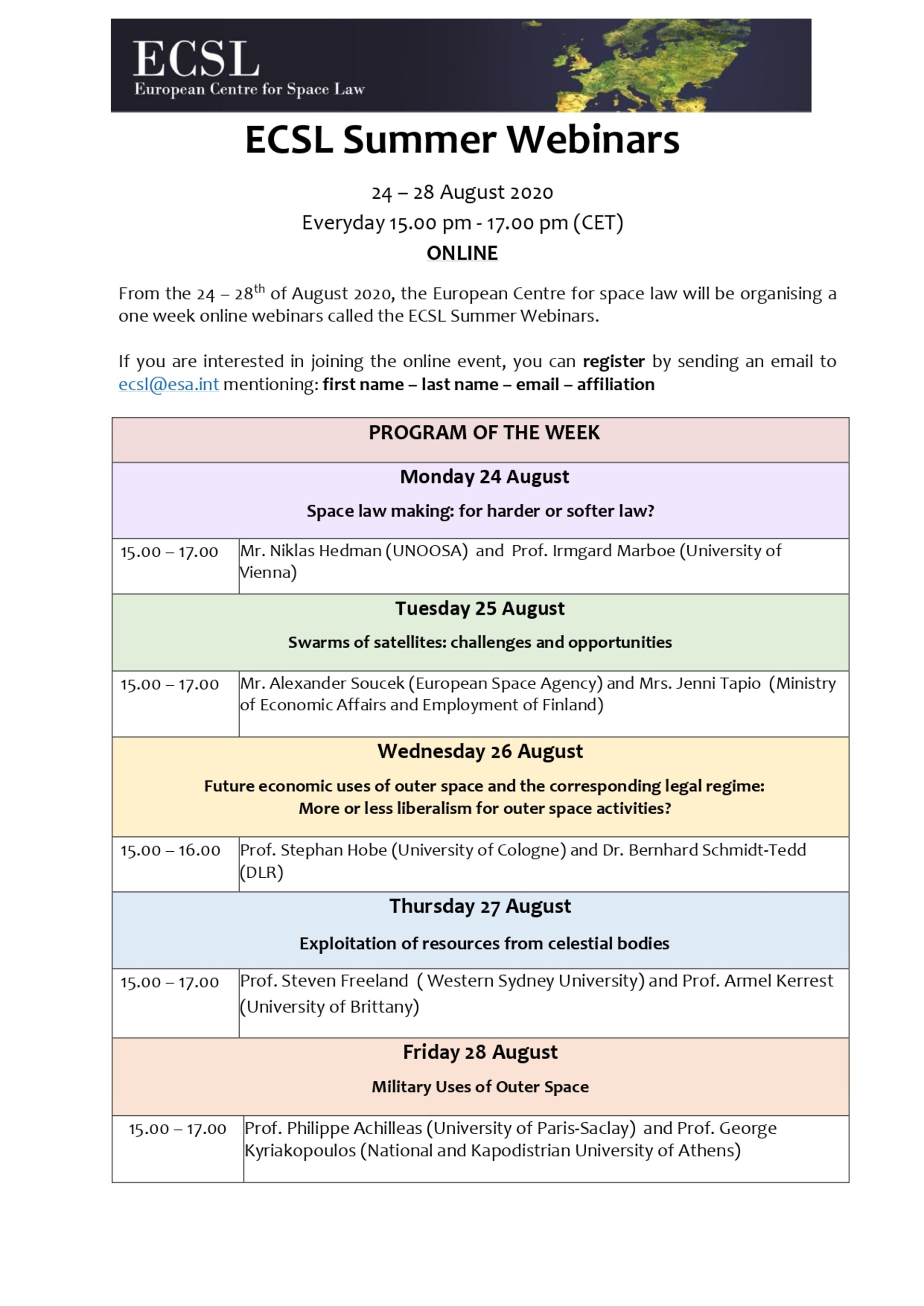 ECSL Summer Webinars - Program 