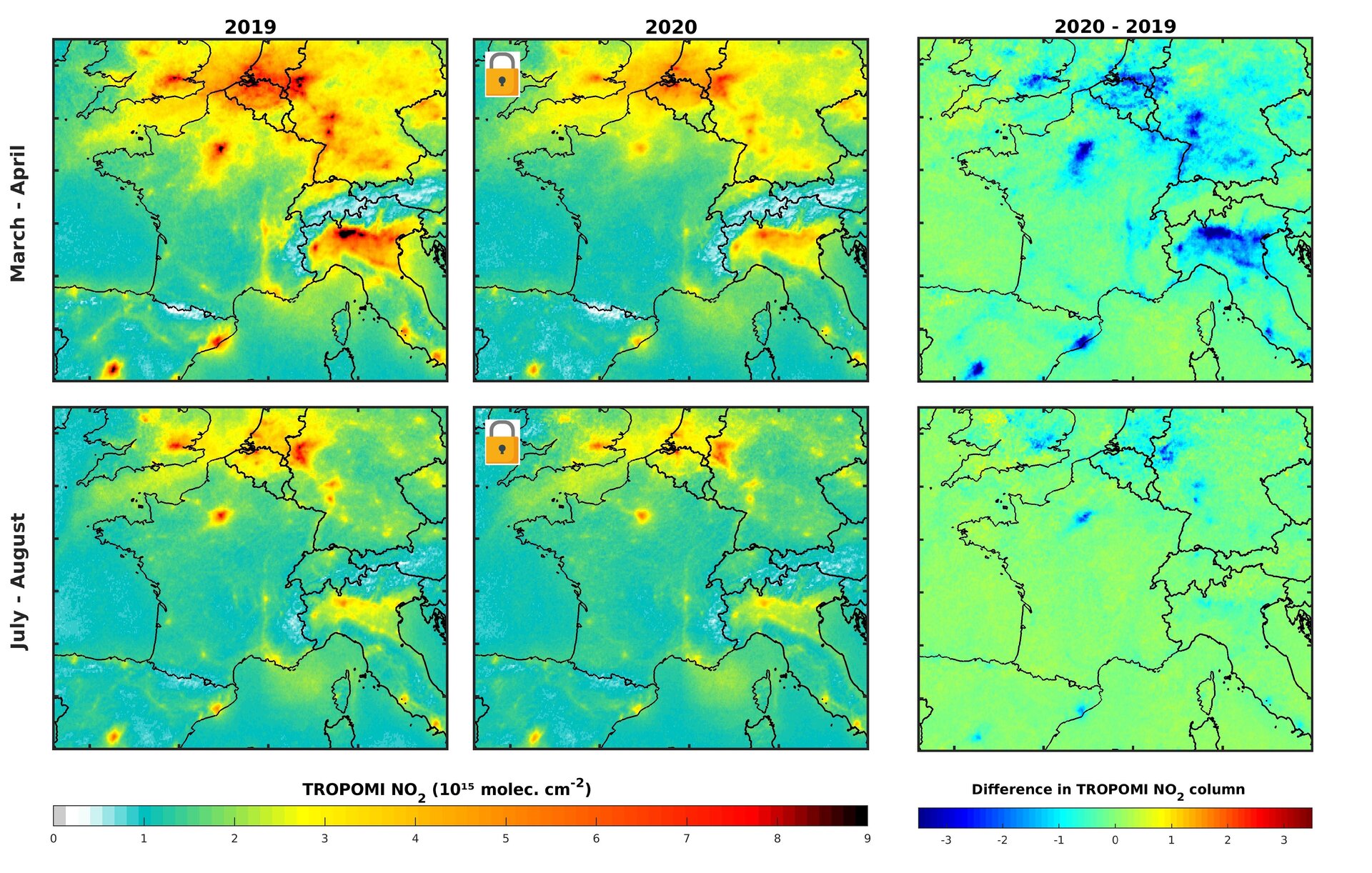 Nitrogen dioxide concentrations over Europe