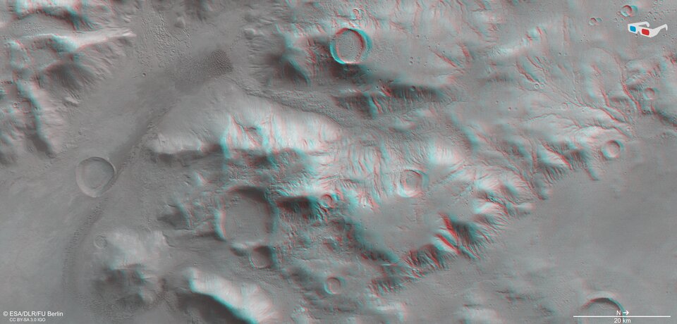 Stereoscopic view of the Nereidum Mountain Range on Mars