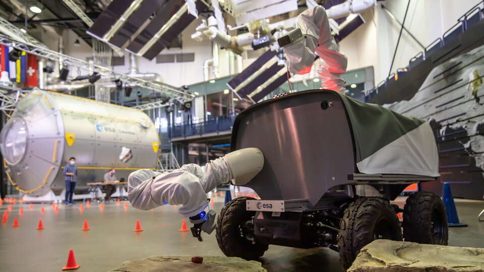 Rover gathering samples