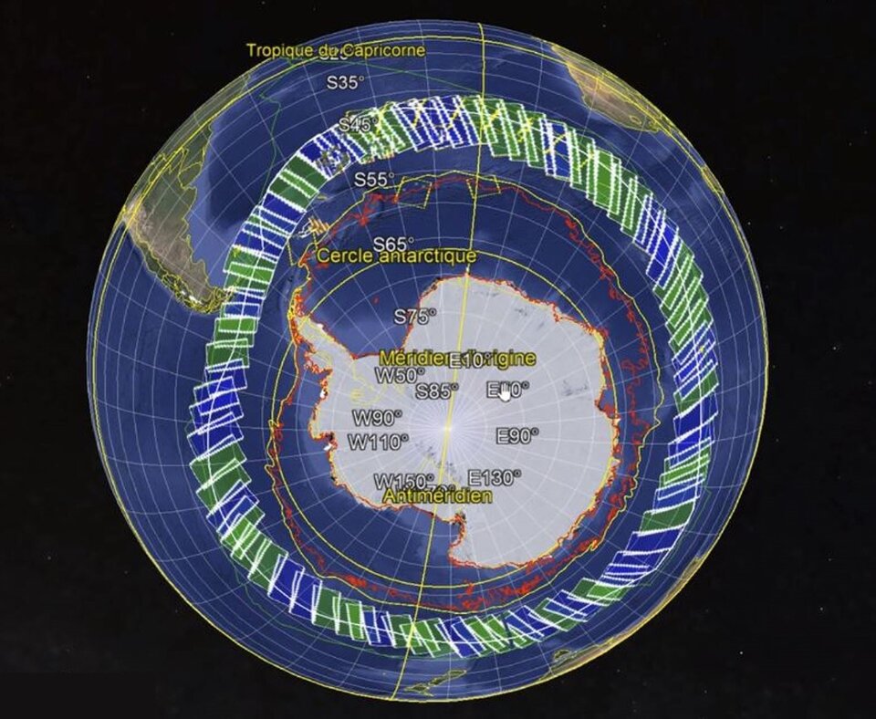 Zone cartographiée par le satellite Copernicus Sentinel-1 pour le Vendée Globe