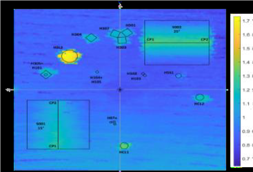 Reconstructed topography with hazard location overlay