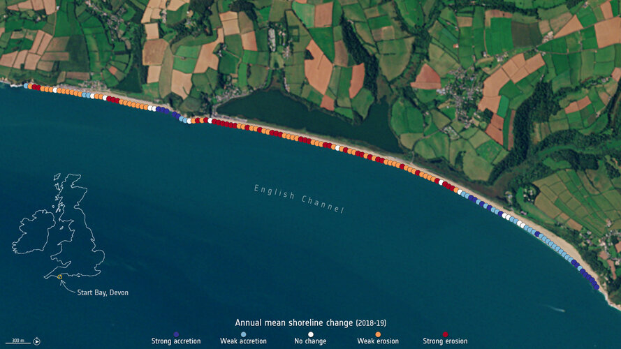 Annual mean shoreline change: Start Bay, Devon