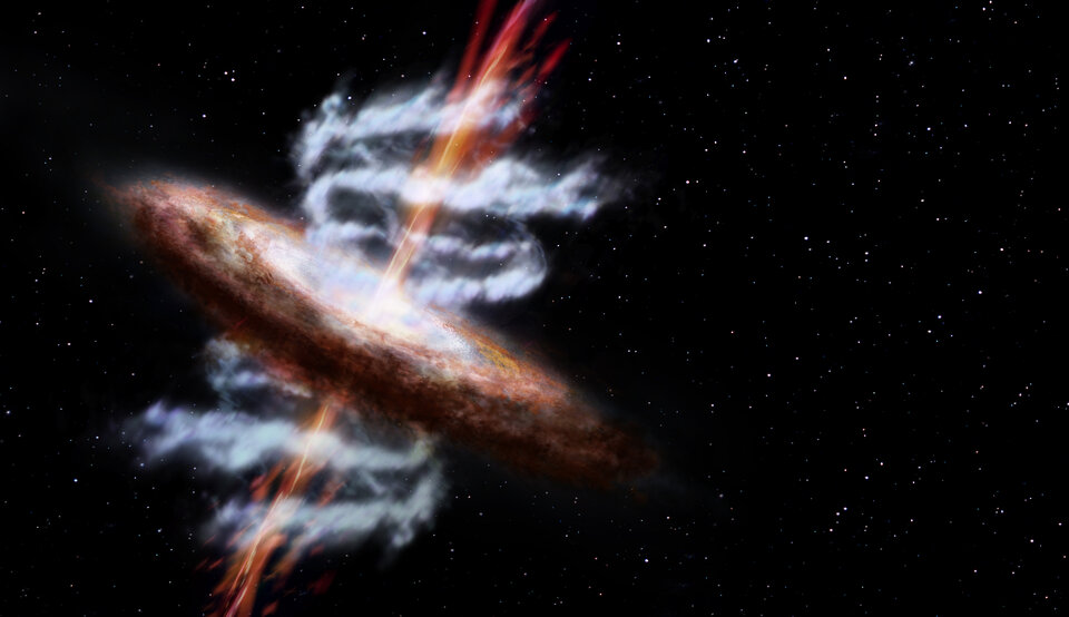Artist's impression of a supermassive black hole in an active galaxy