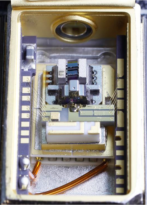 Laser diode internal arrangement after opening the lid