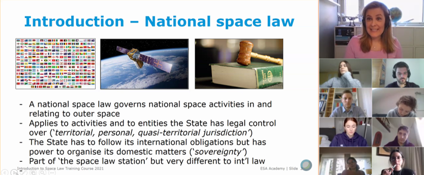 Trainer delivering a lecture on National Space Law