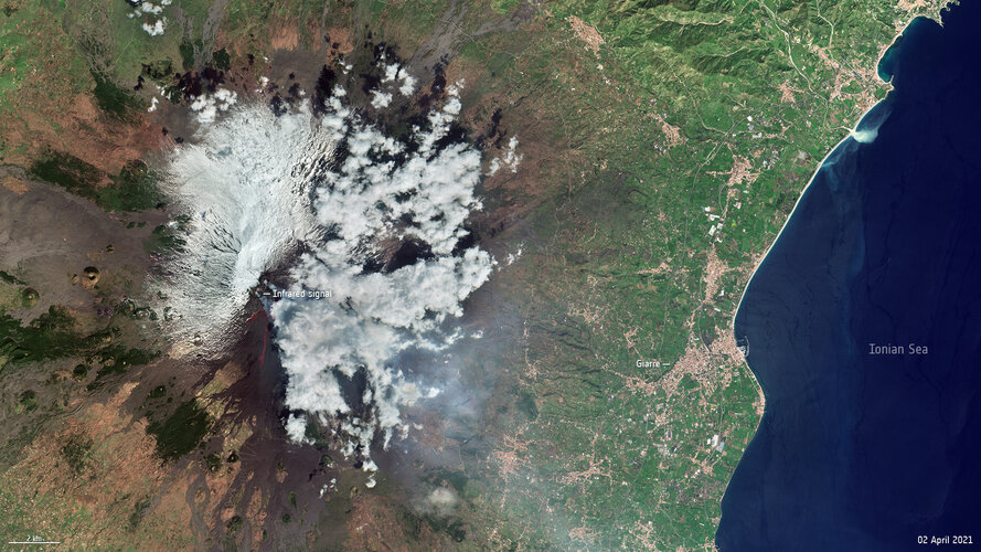 Mount Etna smoke plumes