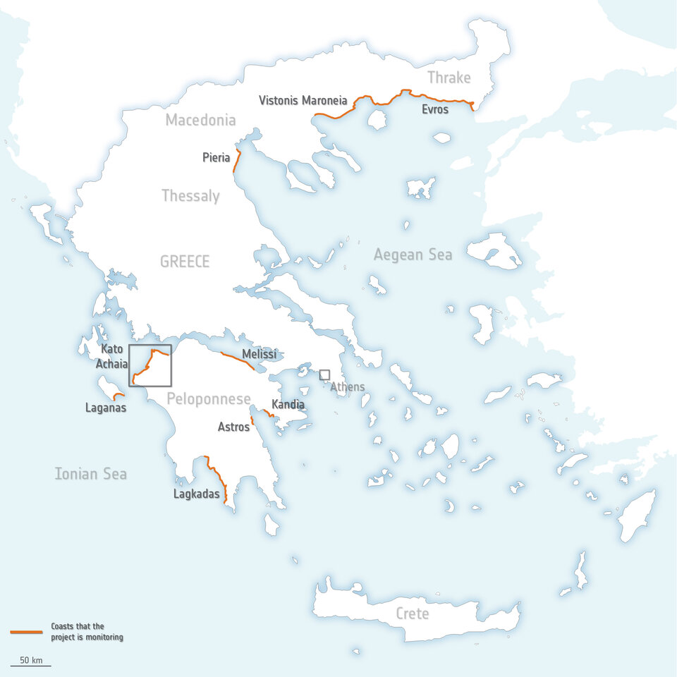 Coastlines in Greece mapped by Space for Shore