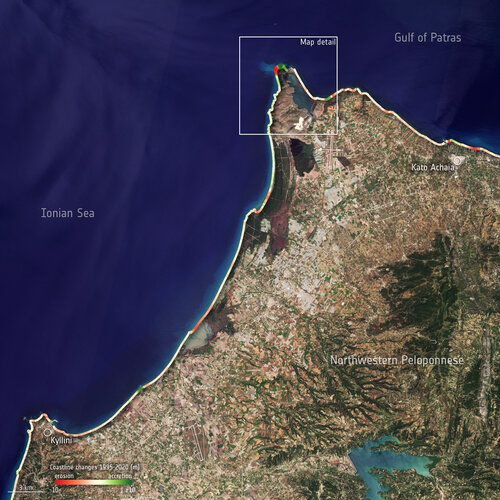 Peloponnese coastline changes