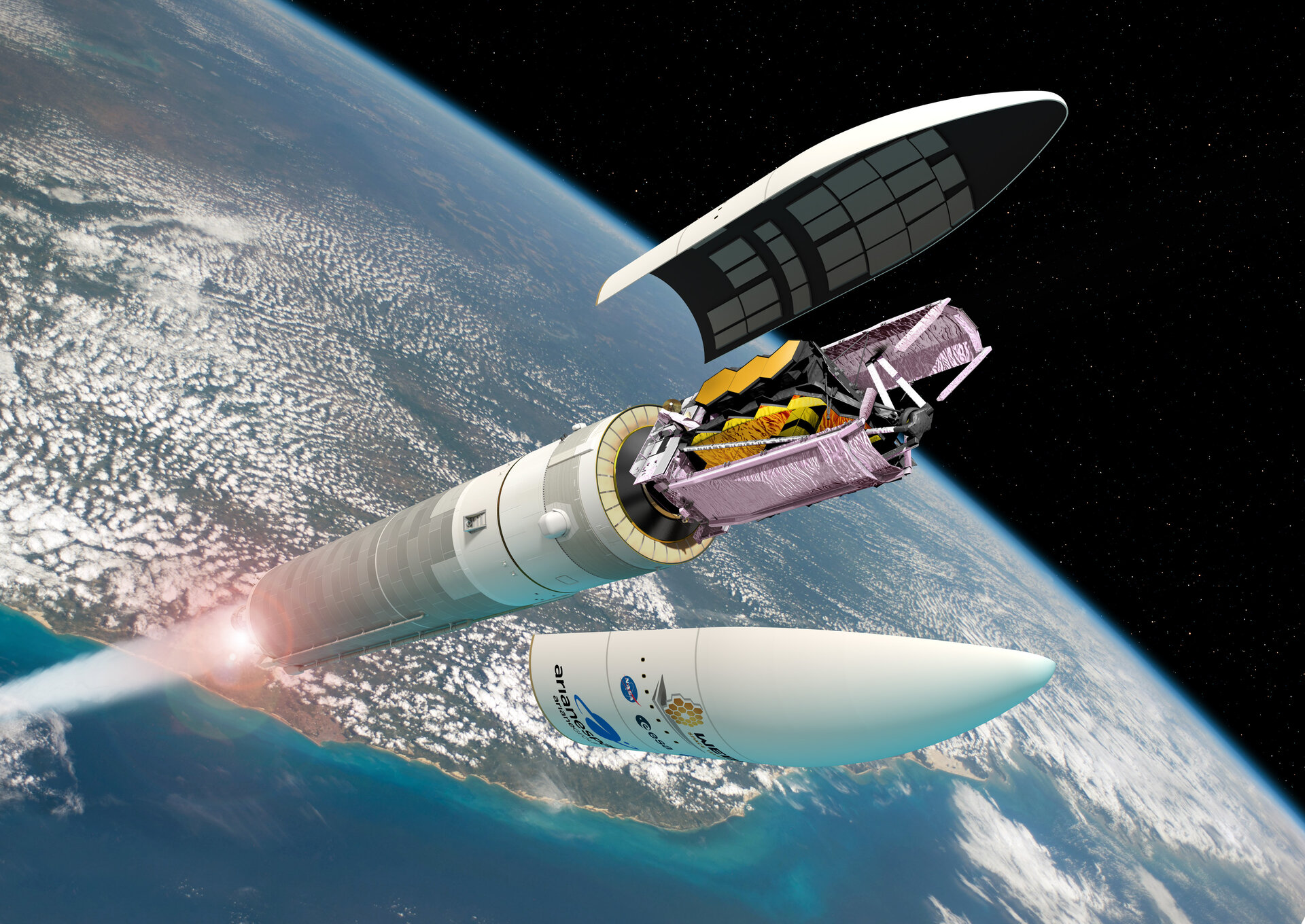 Artist's view of Webb on an Ariane 5 rocket