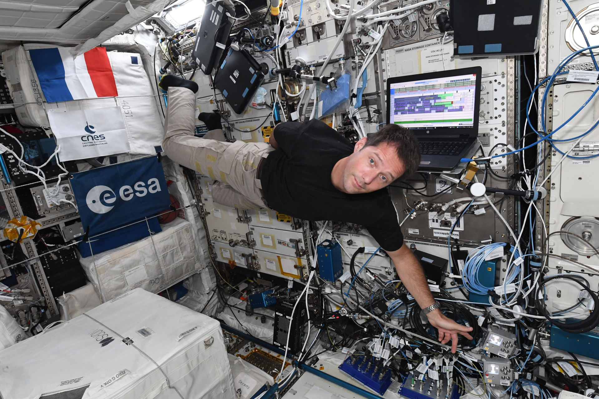 ESA Astronaut Thomas Pesquet with Astro Pis Ed and Izzy on board the ISS