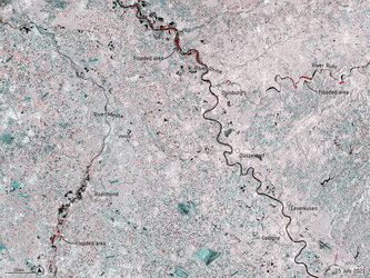 Record rainfall has caused swollen rivers to burst their banks and wash away homes and other buildings in western Europe. Data from the Copernicus Sentinel-1 mission are being used to map flooded areas to help relief efforts.