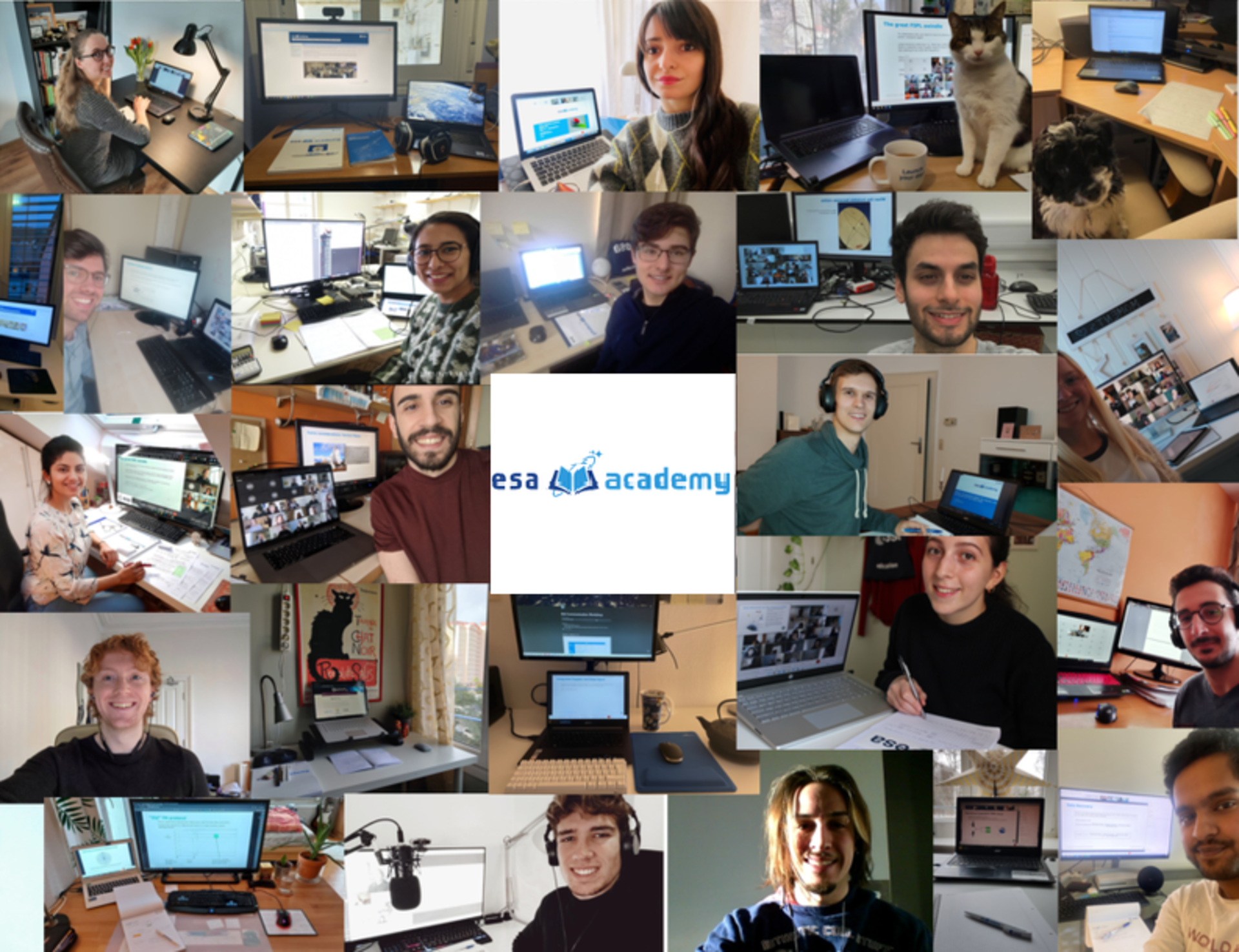 Students following ESA Academy's training courses from home
