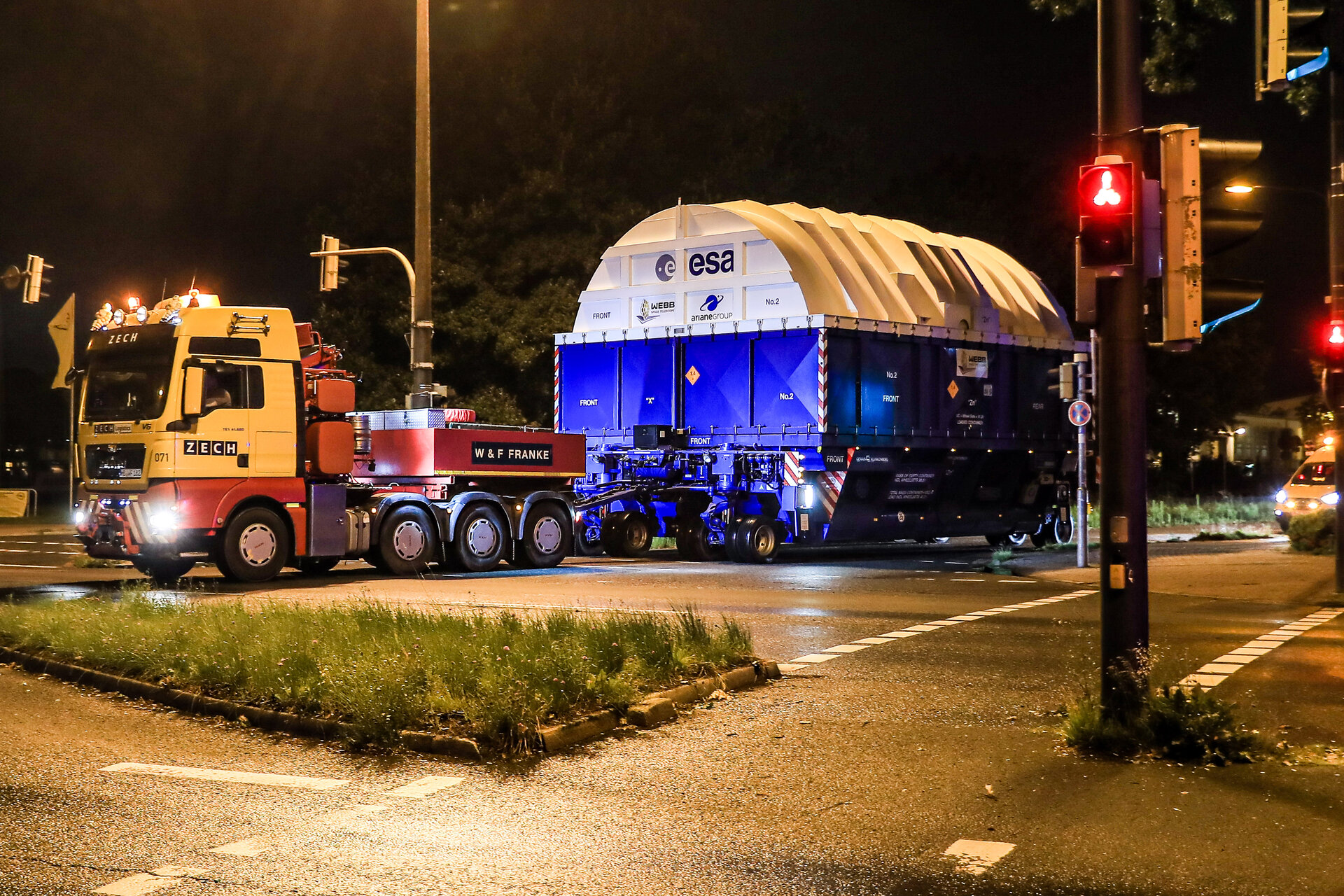 The upper stage of the Ariane 5 rocket which will launch the James Webb Space Telescope is on its way to Europe’s Spaceport 