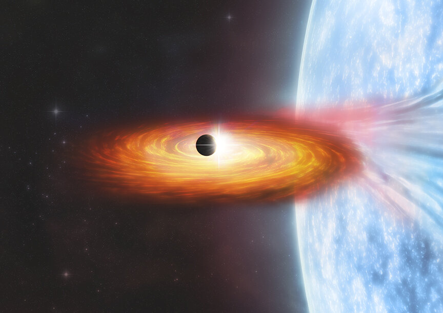 Illustration of X-ray binary with possible planet