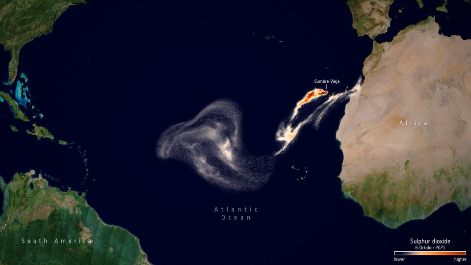 Sulphur dioxide concentrations on 6 October 2021