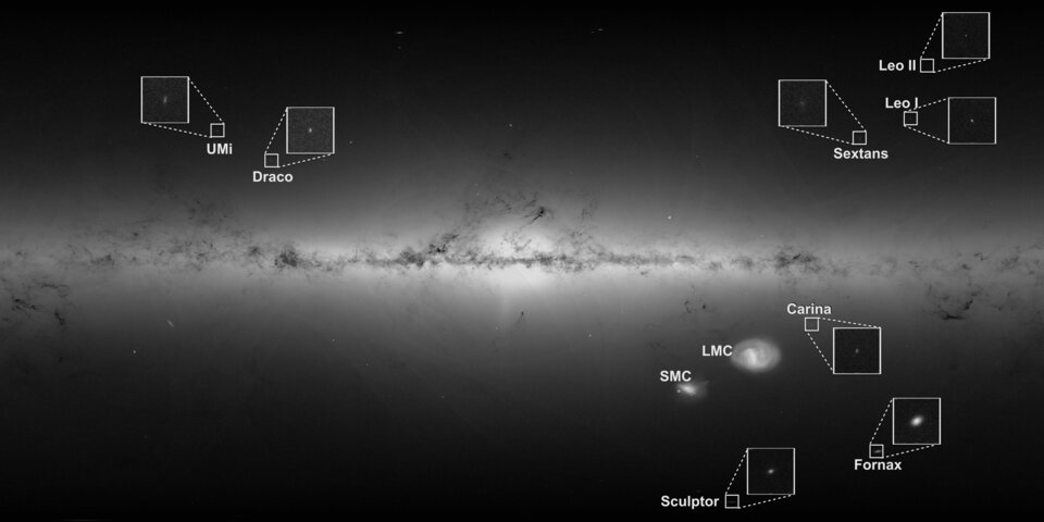 obrázek: Malé galaxie v okolí Mléčné dráhy ji zřejmě neobíhají, mají příliš velkou rychlost