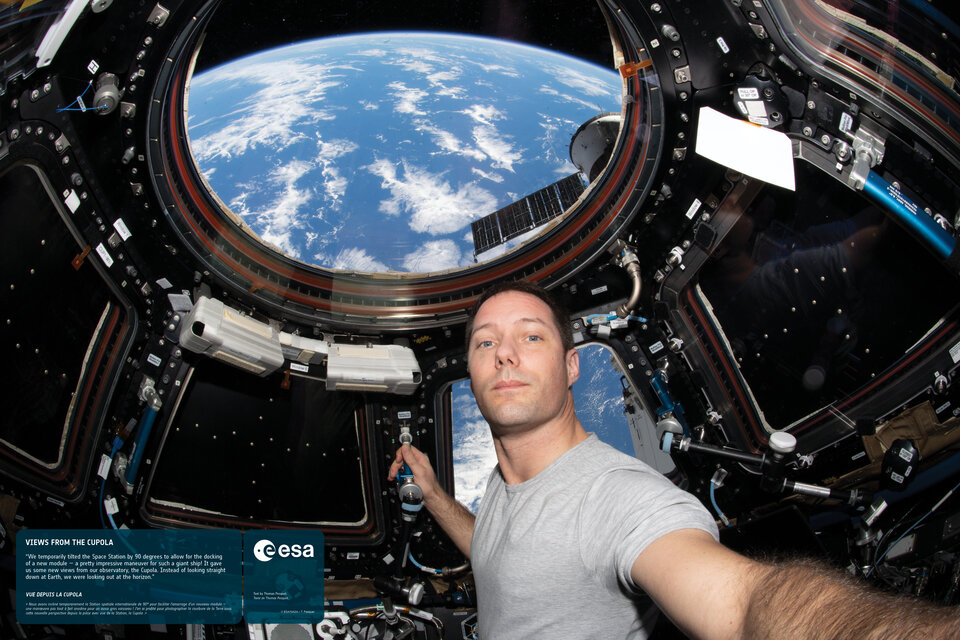 L'astronaute Thomas Pesquet dans la Coupole de la Station spatiale internationale