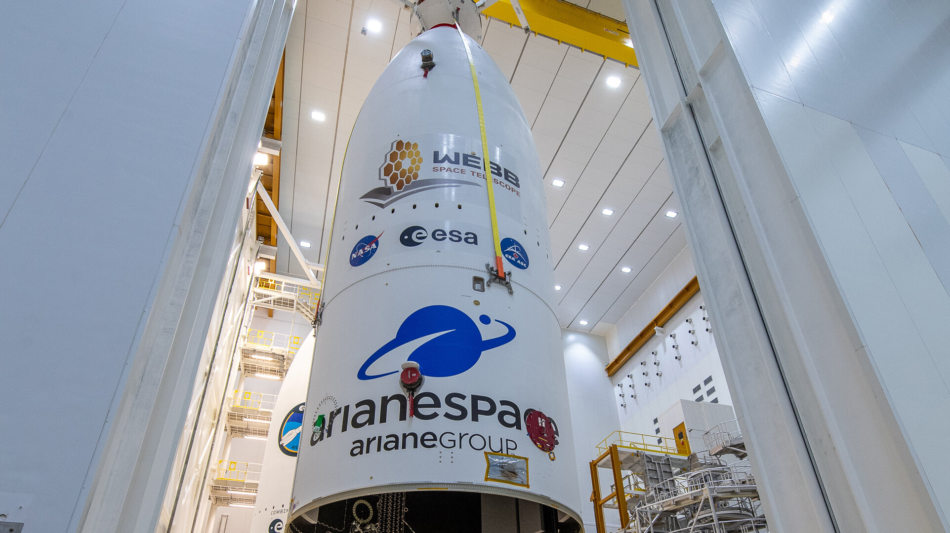 Webb secured inside Ariane 5 fairing