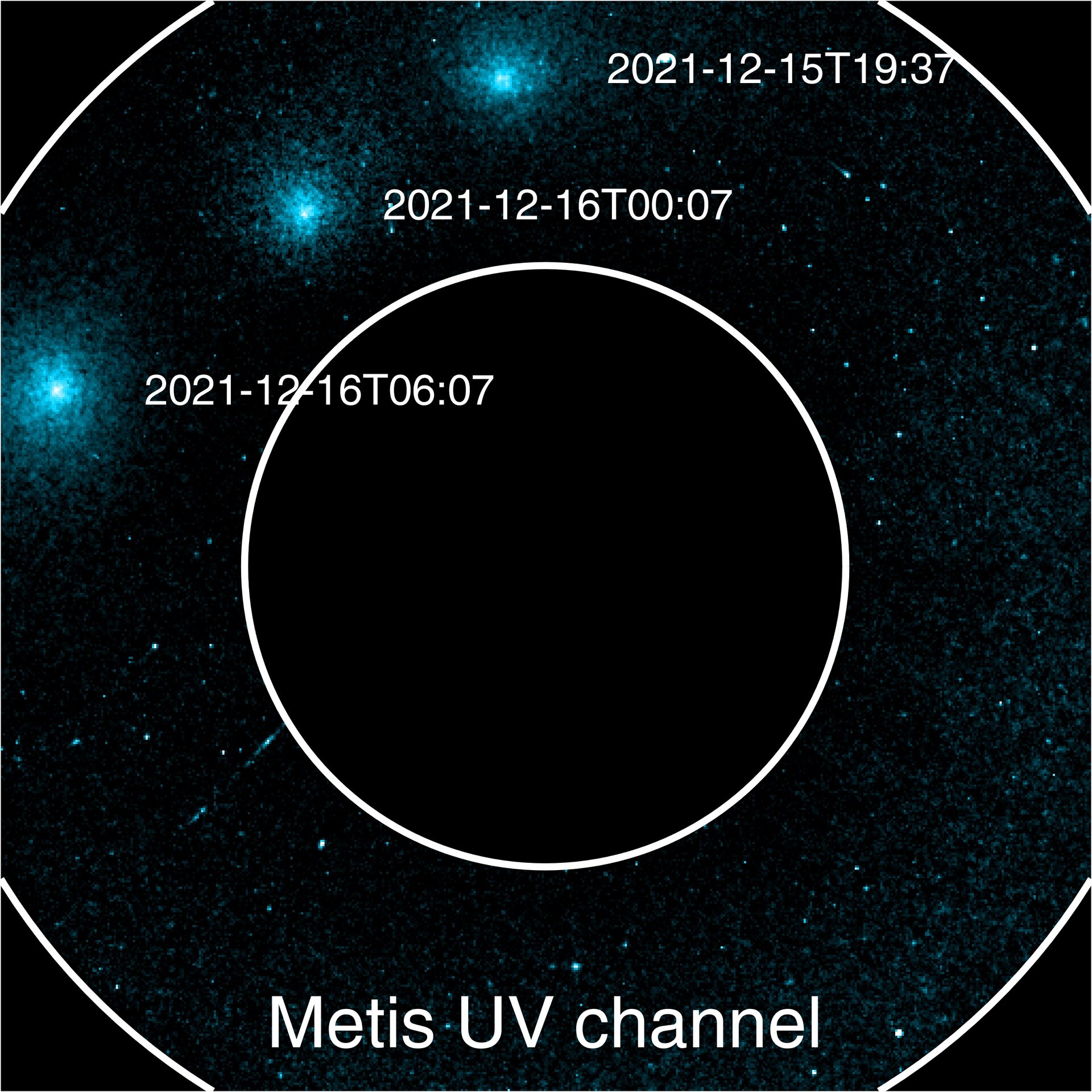 Solar Orbiter’s view of Comet Leonard in ultraviolet (annotated)