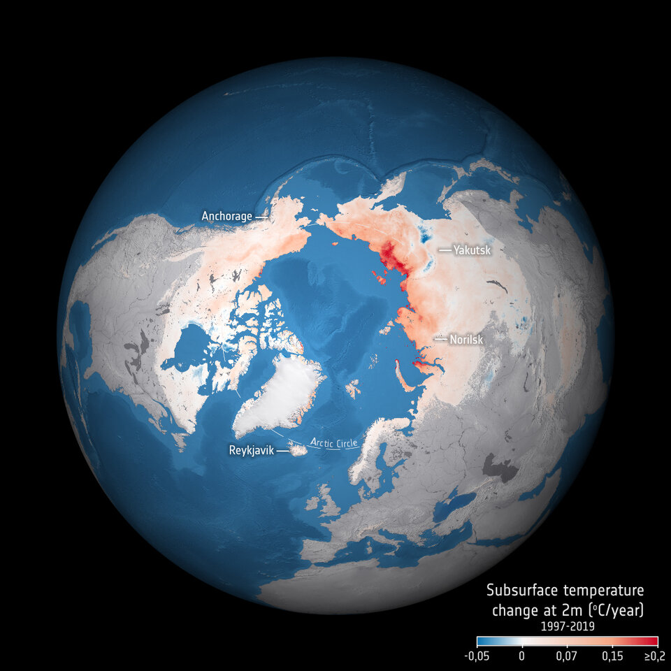 Subsurface temperature change