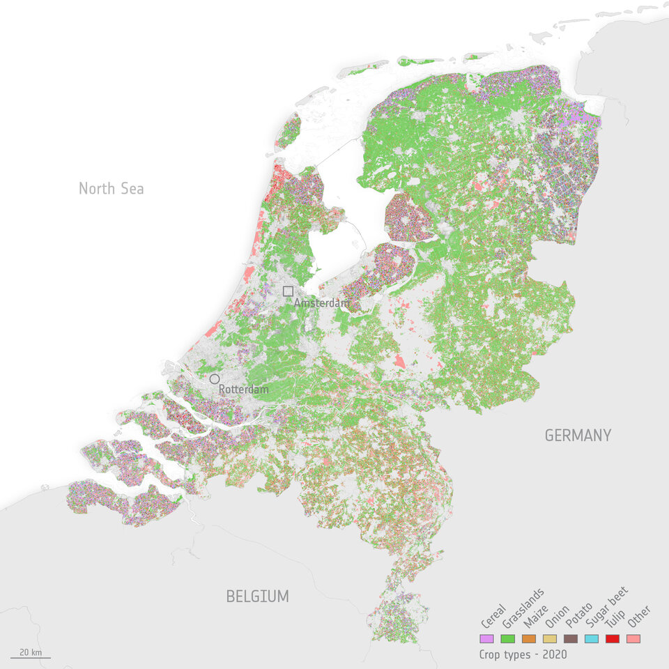 Gewassoorten voor alle landbouwpercelen in Nederland