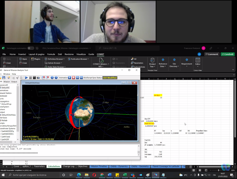 Trajectory Analysis team is working on the design of the orbits for the two 6U CubeSats