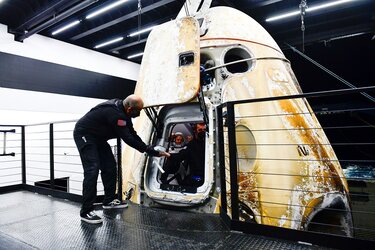 ESA astronaut Matthias Maurer inside Crew Dragon Endurance