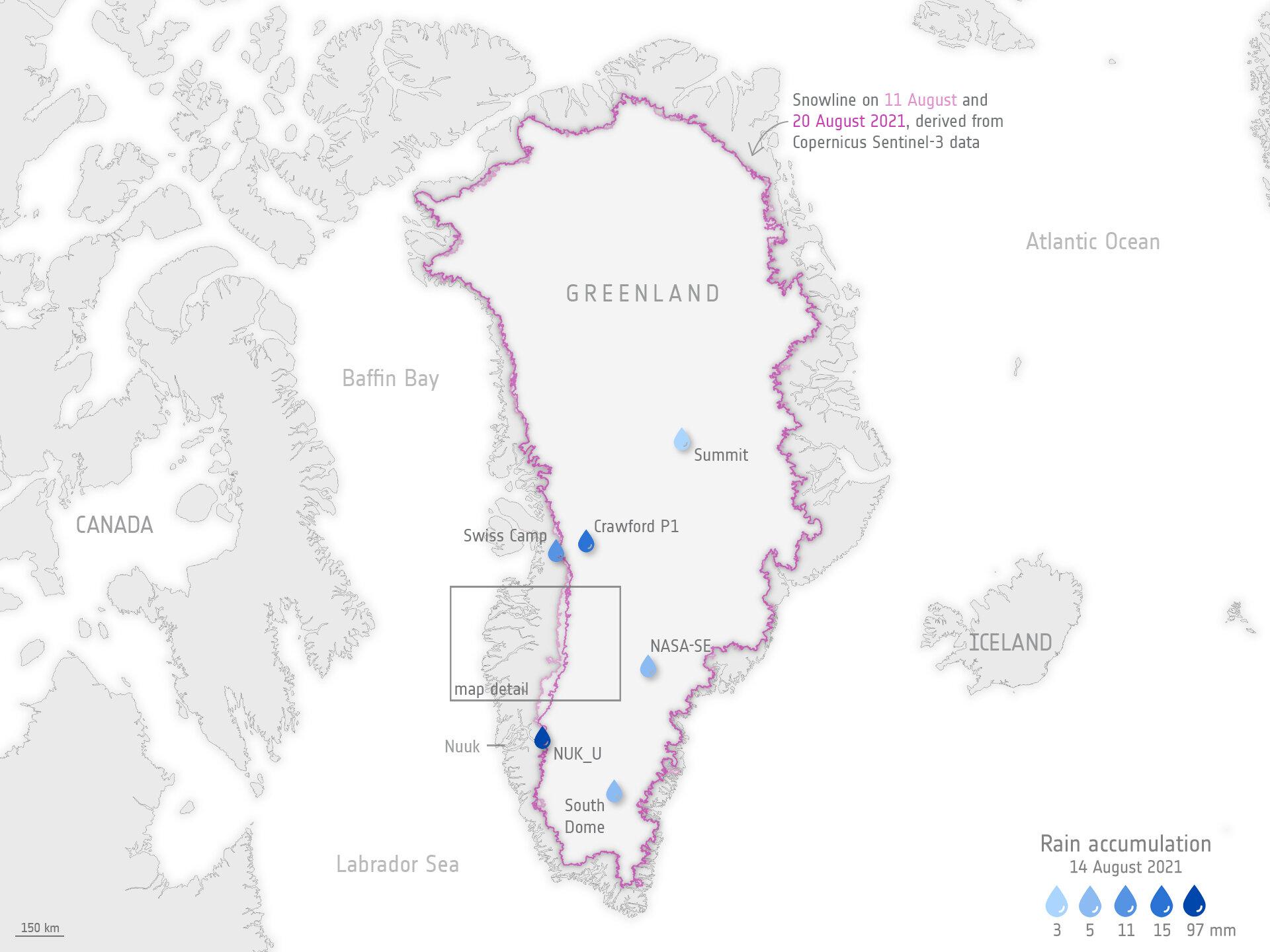 Greenland snowline retreat and rainfall