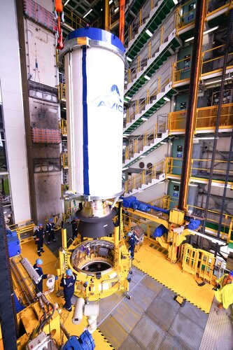 Vega-C Zefiro 40 second stage for VV21 transferred to and integrated at the Vega Launch Zone, Europe's Spaceport in Kourou, French Guiana, 4 May 2022