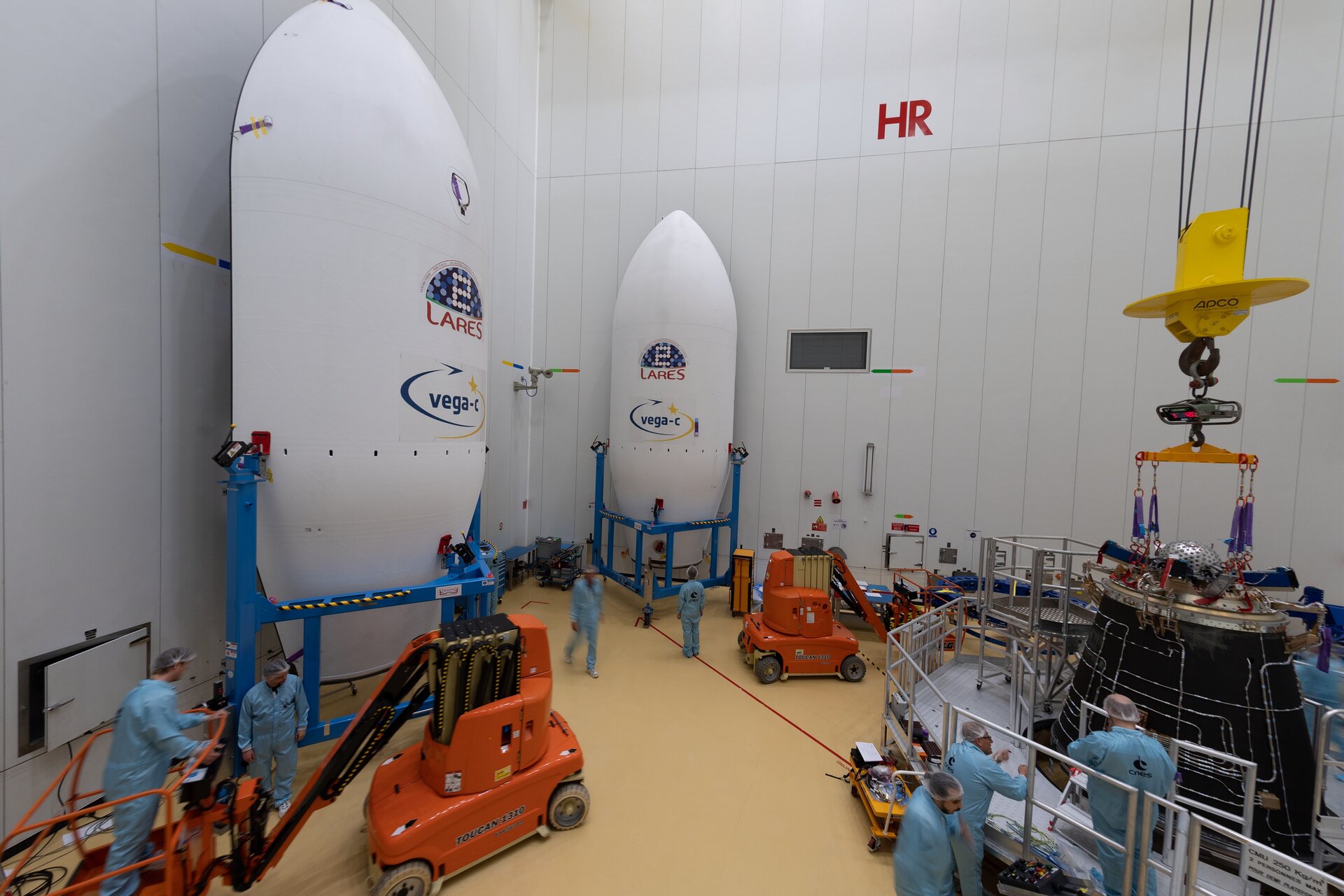 The LARES-2 satellite has now been mounted onto the launch adapter: 14 June 2022, Europe's Spaceport in French Guiana