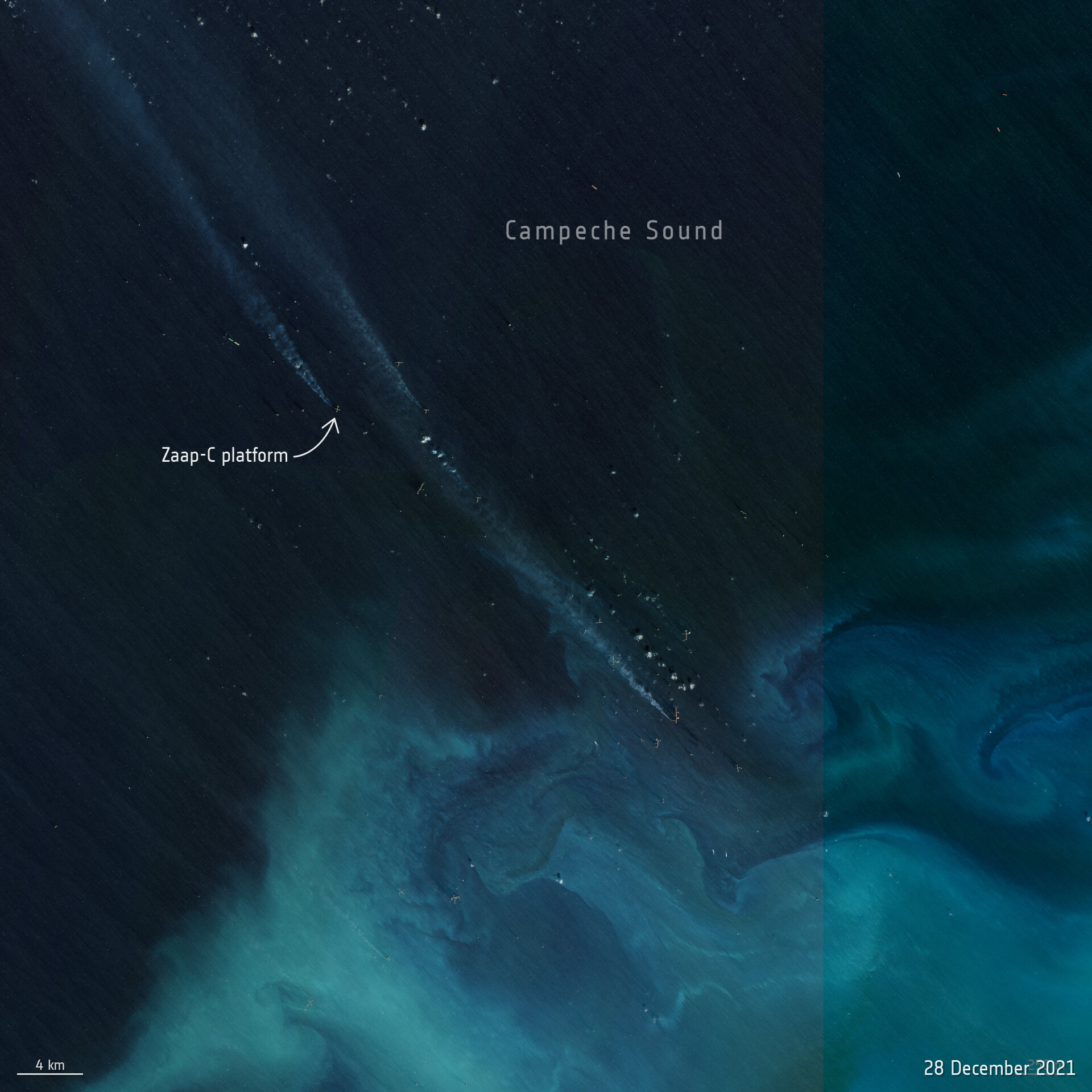 Emisiones de metano detectadas en plataforma marina en el Golfo de México