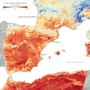 France and Spain land-surface temperature
