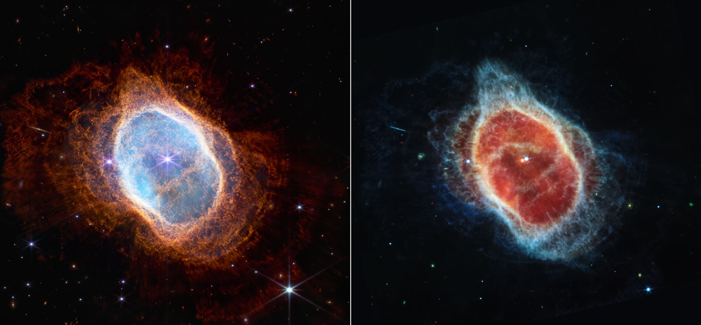 Southern Ring Nebula in near- and mid-infrared light