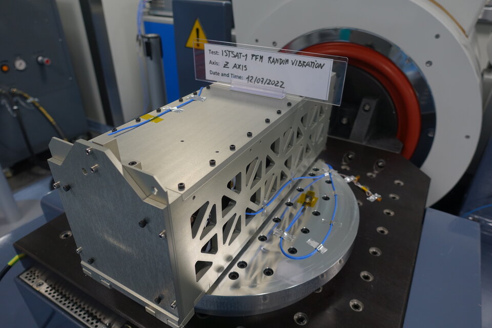 ISTSat-1 installed on the CubeSat Support Facility shaker