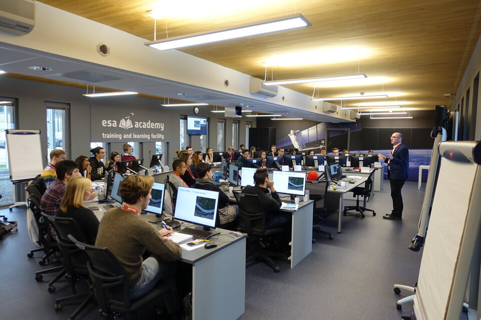 University students during a lecture on Remote Sensing