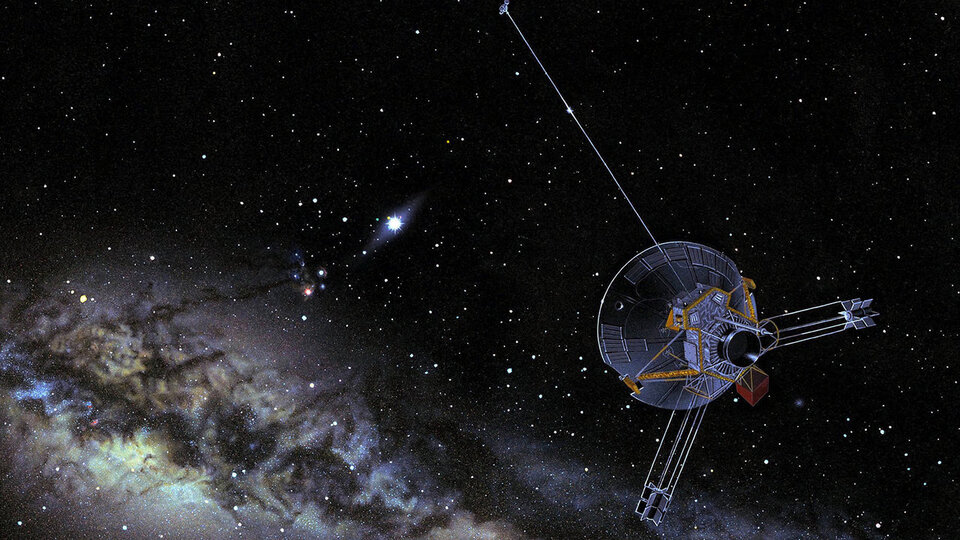 An artist's concept of NASA's Pioneer 11 spacecraft