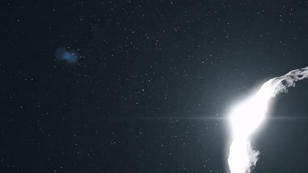 Simulated version of the plume as DART impacts Dimorphos