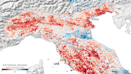 Soil moisture June 2022 northern Italy