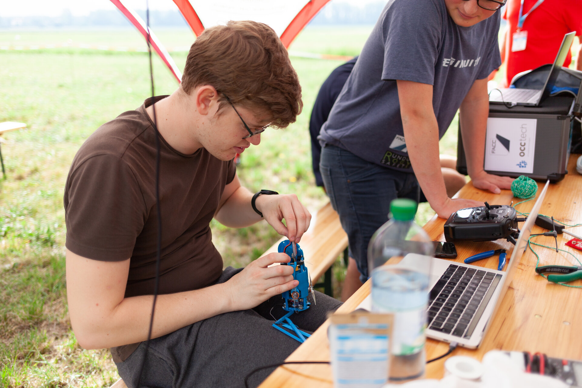 Students working on their CanSat before launch