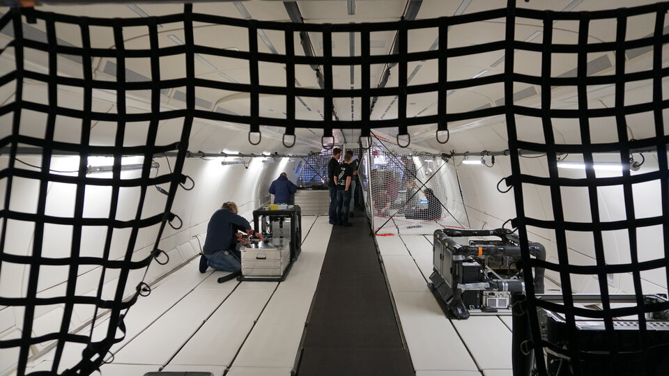 The aircraft cabin before all experiments are loaded up