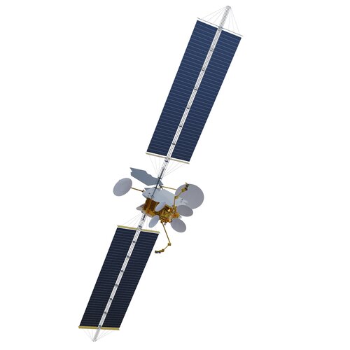 Artists impression of the OneSat family of reprogrammable geostationary telecommunications satellites