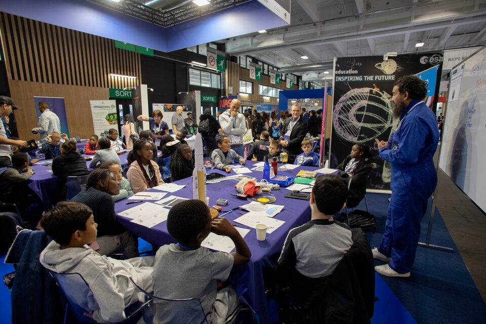 Children participate in educational workshops at the ISEB's International Student Zone