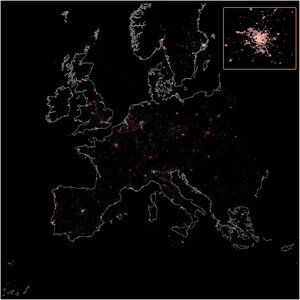 Colour map of Europe at night 