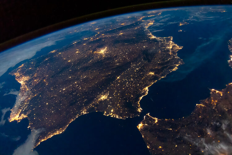 Iberian Peninsula under the Moonlight