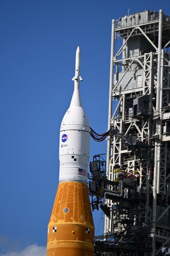 Orion and European Service Module on launchpad