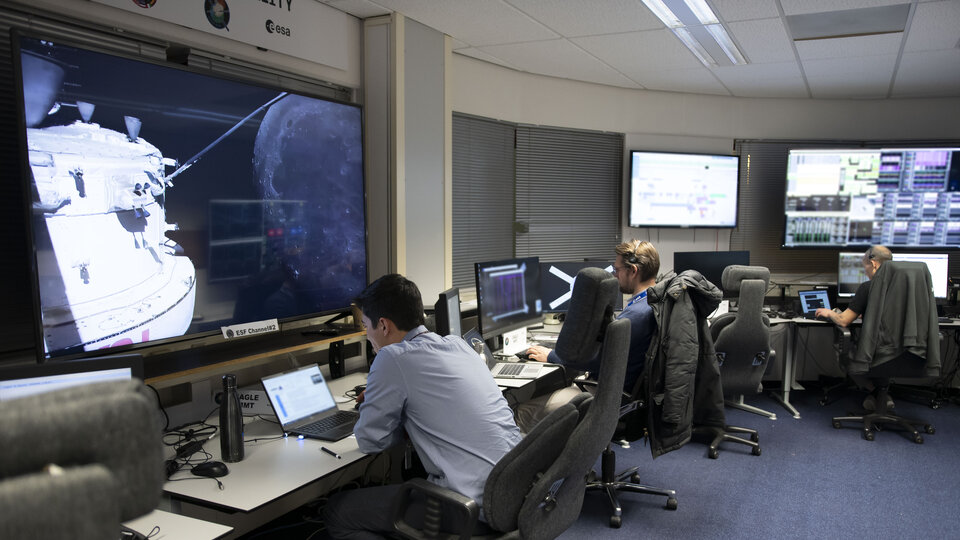 ESA's Artemis I mission control room in the Netherlands.