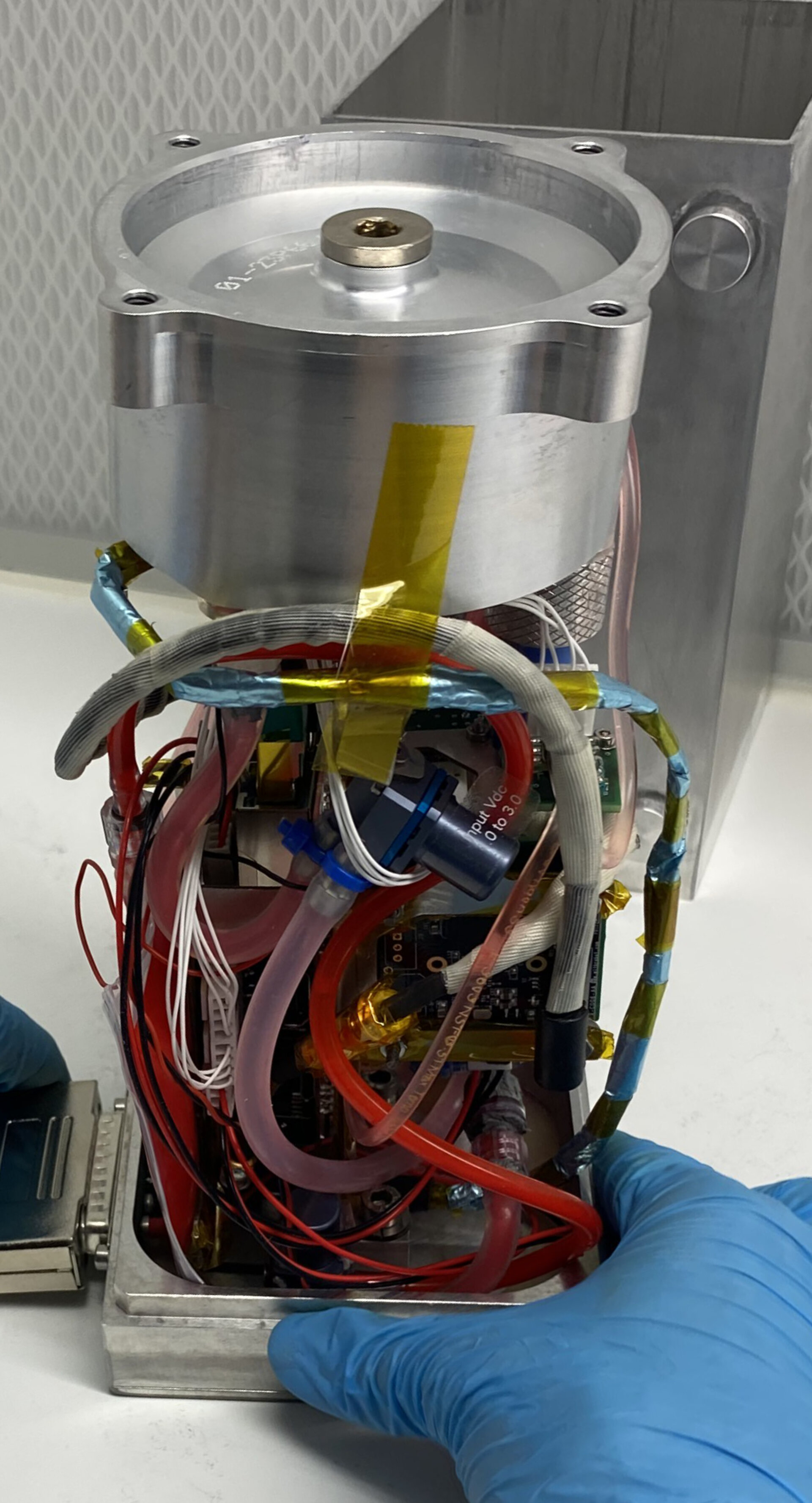 Inside the Artery in Microgravity experiment is an intricate network of fluidic tubes