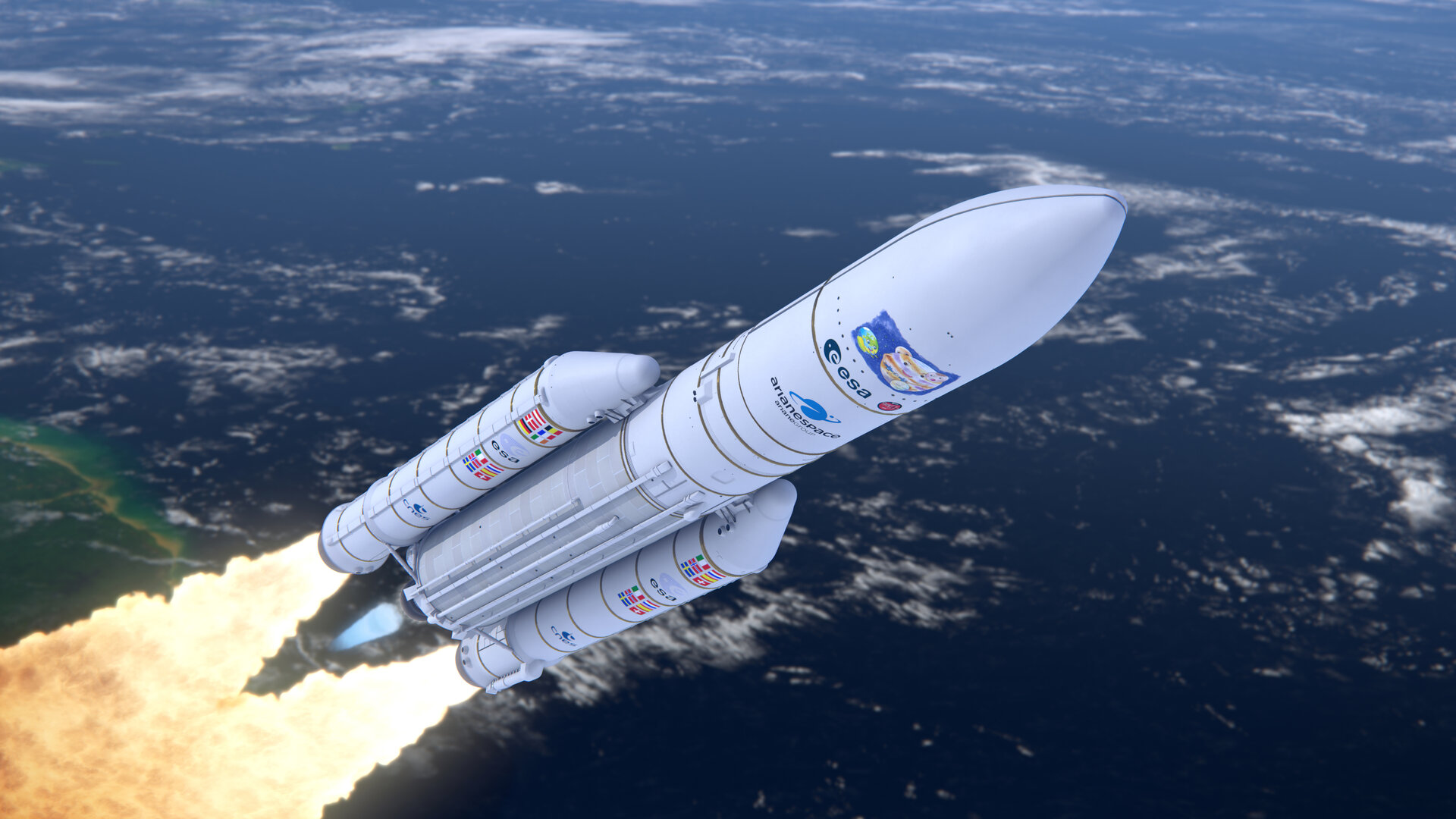 Jupiter Icy Moons Explorer (Juice) de la ESA se lanzará en abril de 2023 desde el Puerto Espacial Europeo en Kourou, Guayana Francesa, en un cohete Ariane 5. Crédito: ESA