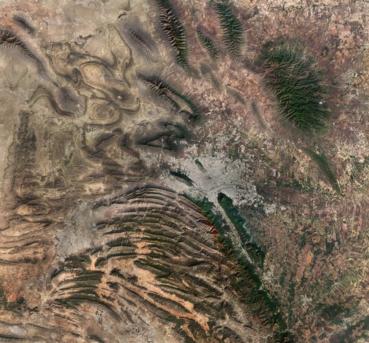 This Copernicus Sentinel-2 image features the diverse landscape surrounding Monterrey, the capital of the northeast state of Nuevo León, Mexico.